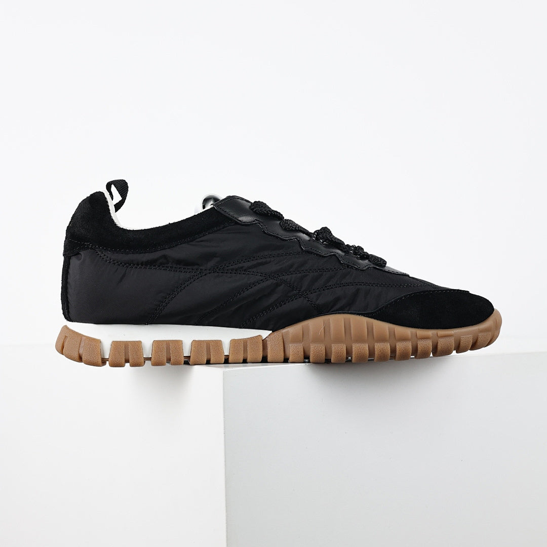 Miu Miu SS25 Quilted Nylon & Suede Sneakers in Black