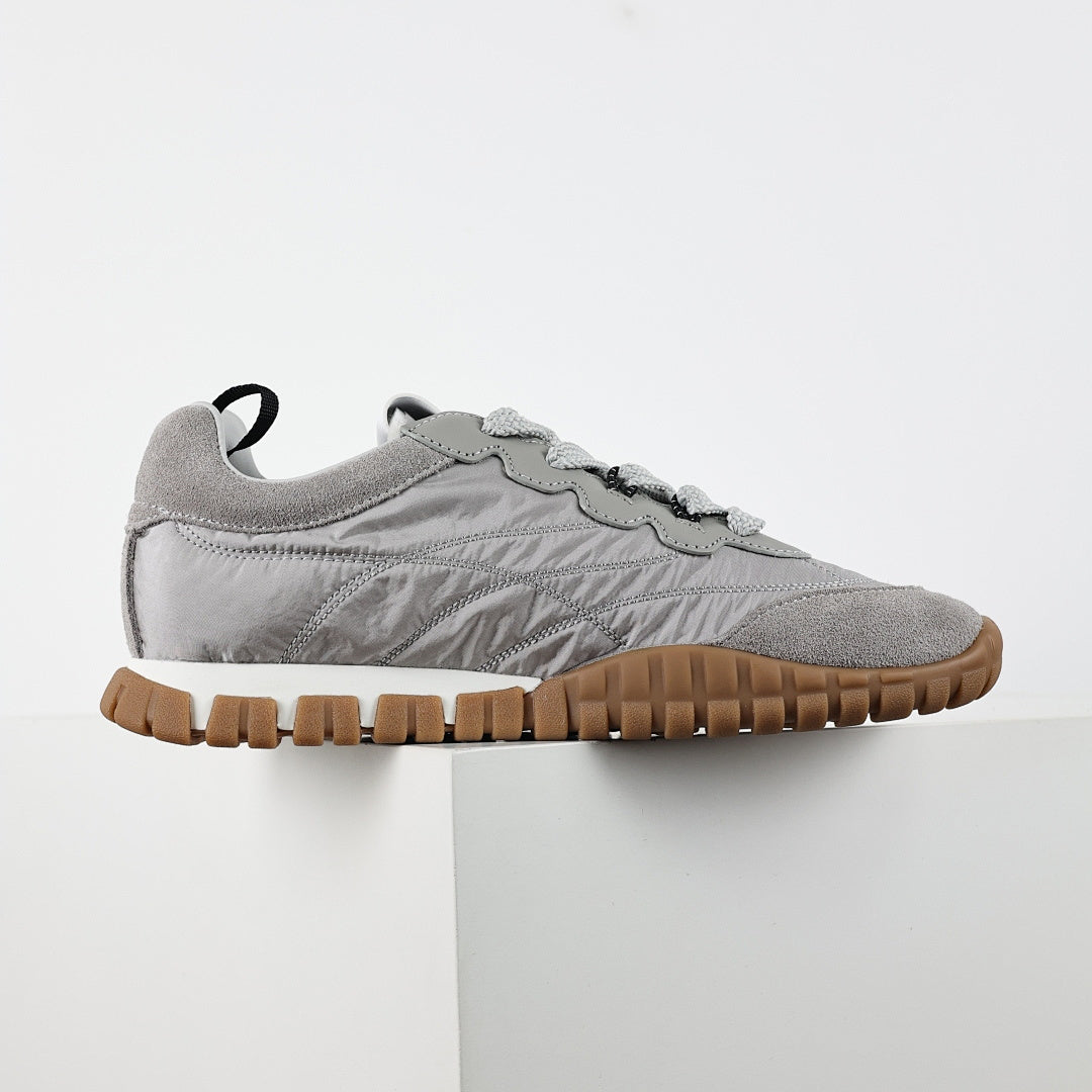Miu Miu SS25 Quilted Nylon & Suede Sneakers in Grey