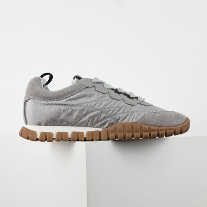 Miu Miu SS25 Quilted Nylon & Suede Sneakers in Grey