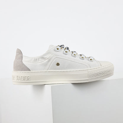 Dior Walk'n'Dior Low-Top Sneakers – White Canvas & J'adior Ribbon Laces with Gold Studs
