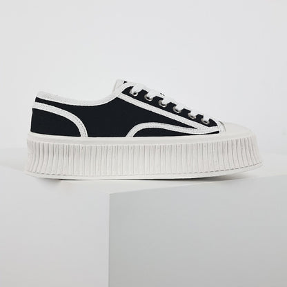 Chanel 2024 Spring/Summer Low-Top Canvas Platform Sneakers – Black & White