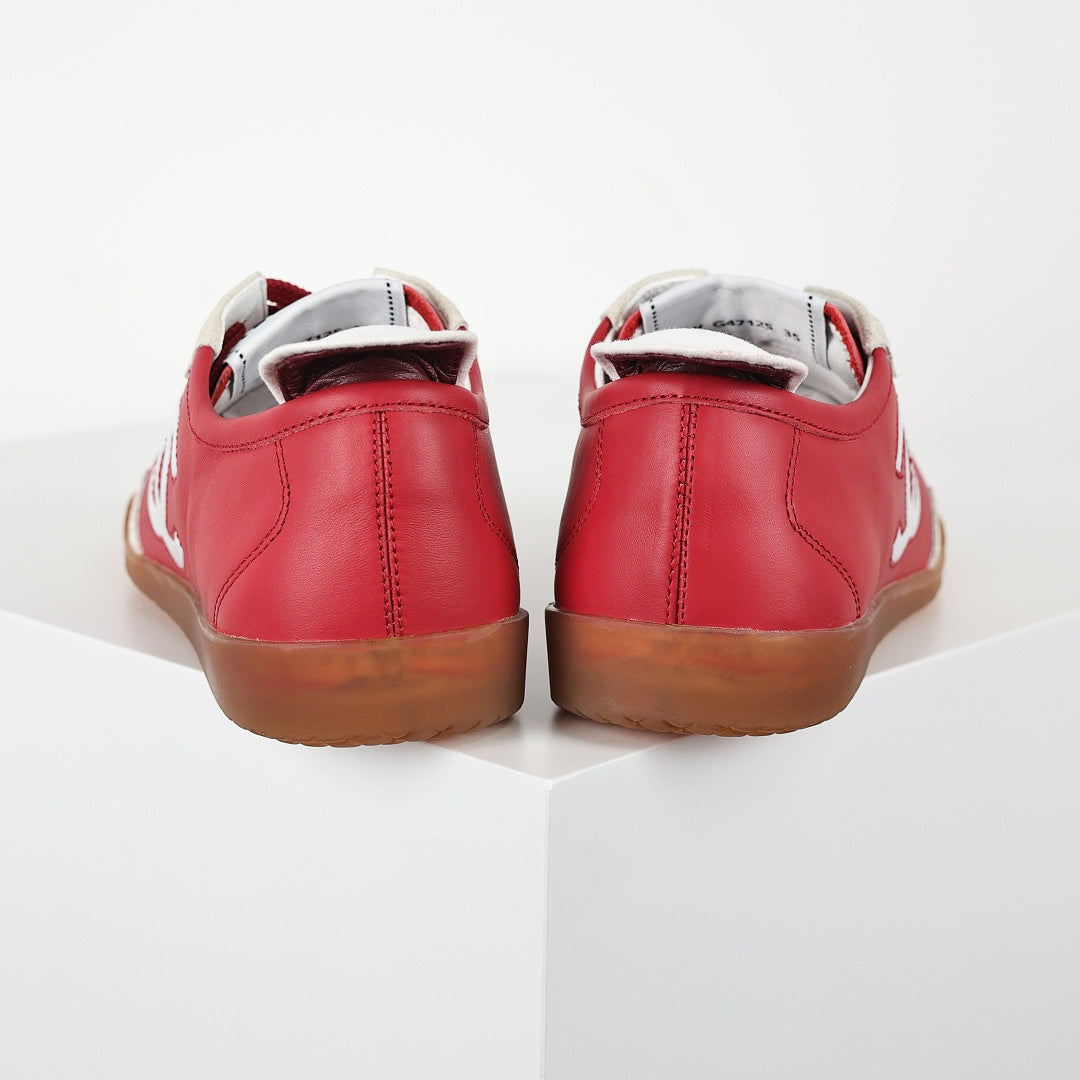 Chanel CC Logo Retro Sport Sneakers – Red Leather & Cream Suede with Gum Sole