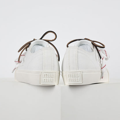 Miu Miu Canvas Low-Top Sneakers in White