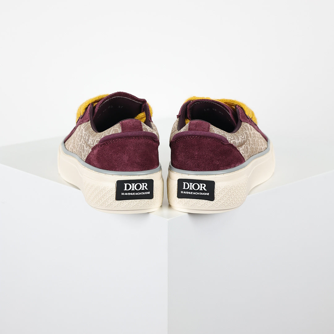 Dior B33 Low-Top Sneakers – Burgundy Suede & Oblique Canvas
