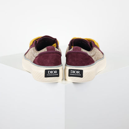 Dior B33 Low-Top Sneakers – Burgundy Suede & Oblique Canvas