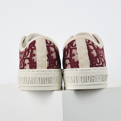 Dior Walk'n'Dior Low-Top Sneakers – Burgundy Oblique Embroidered Canvas