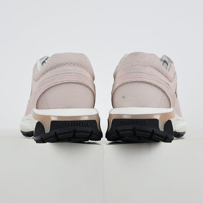 Chanel CC Logo Chunky Dad Sneakers – Blush Pink Suede with Rose Gold Midsole