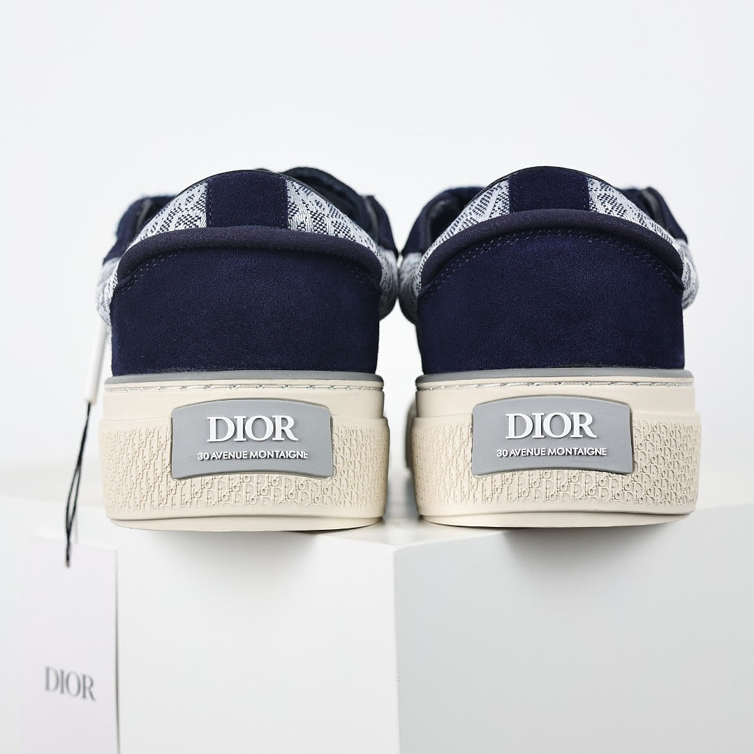 Dior B33 Low-Top Sneakers – Navy Blue Suede & Oblique Canvas