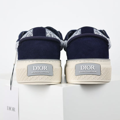 Dior B33 Low-Top Sneakers – Navy Blue Suede & Oblique Canvas