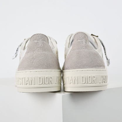 Dior Walk'n'Dior Low-Top Sneakers – White Canvas & J'adior Ribbon Laces with Gold Studs
