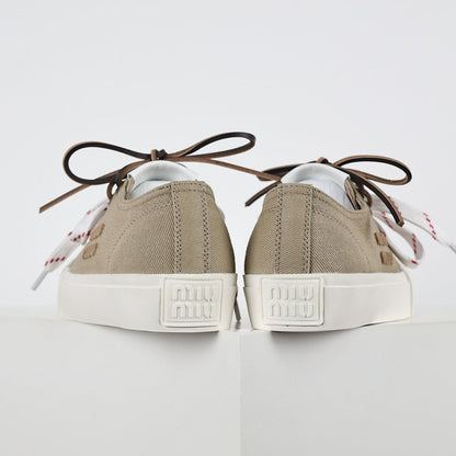 Miu Miu Canvas Low-Top Sneakers in Khaki