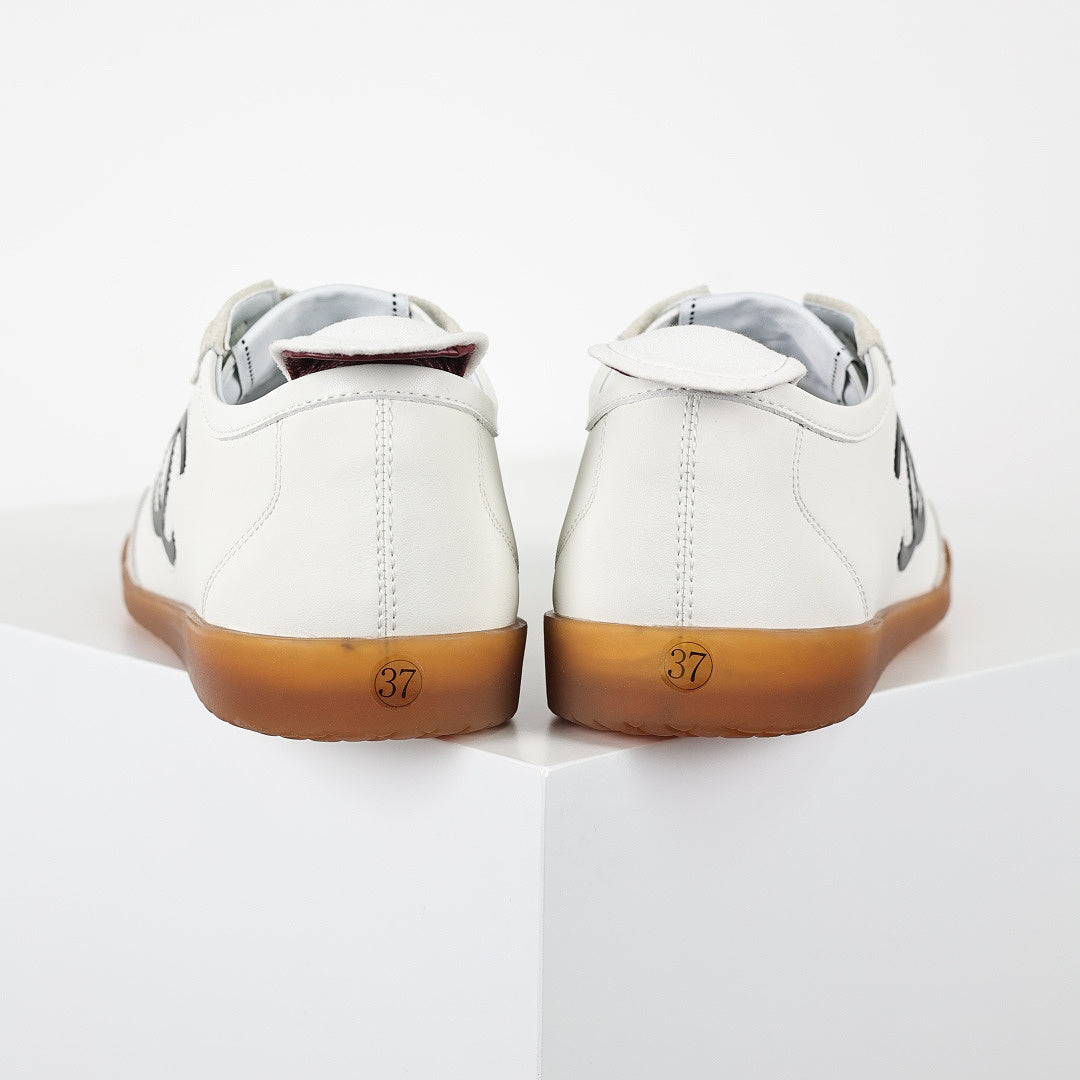 Chanel CC Logo Retro Sport Sneakers – White Leather & Black Suede Toe Cap with Gum Sole