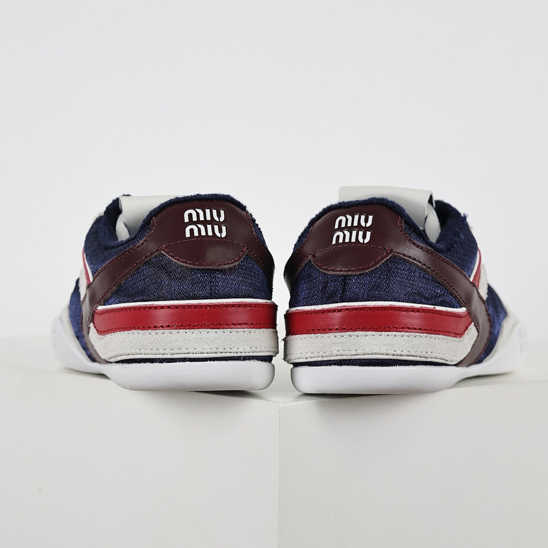Miu Miu Tri-Color Suede & Velvet Trainer Sneakers