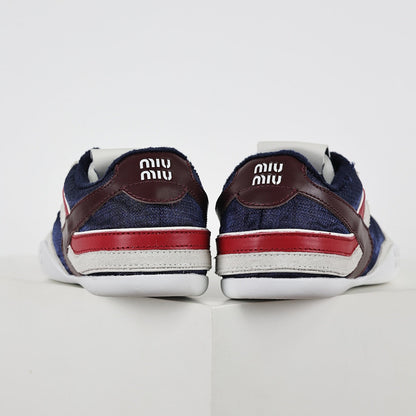 Miu Miu Tri-Color Suede & Velvet Trainer Sneakers