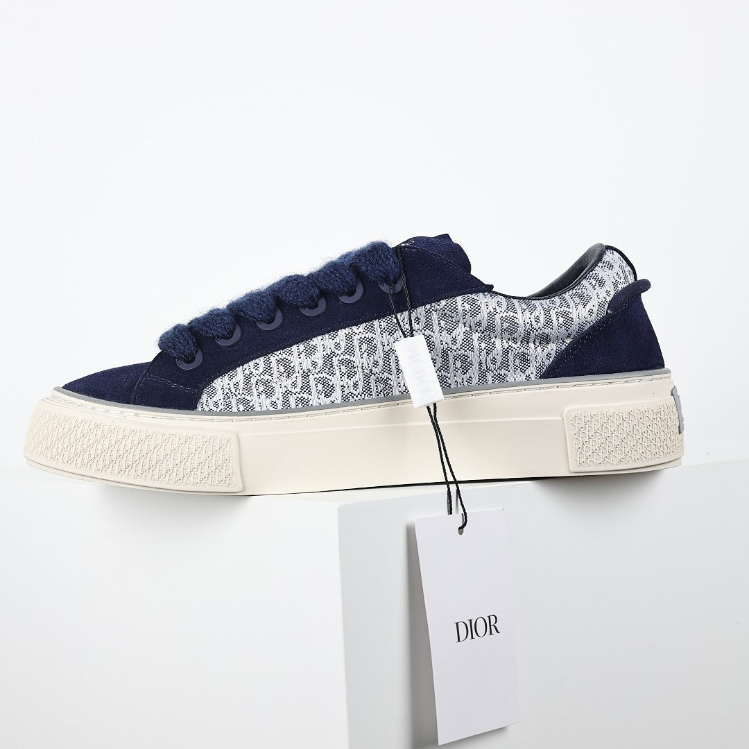 Dior B33 Low-Top Sneakers – Navy Blue Suede & Oblique Canvas