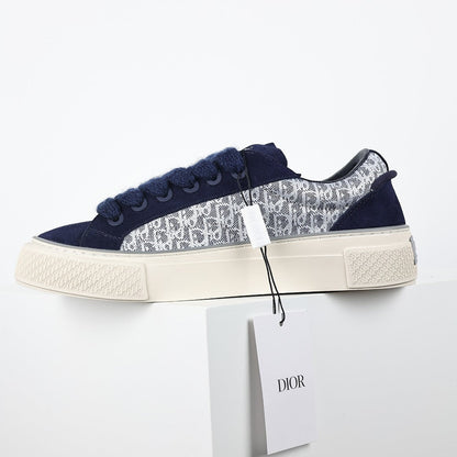 Dior B33 Low-Top Sneakers – Navy Blue Suede & Oblique Canvas