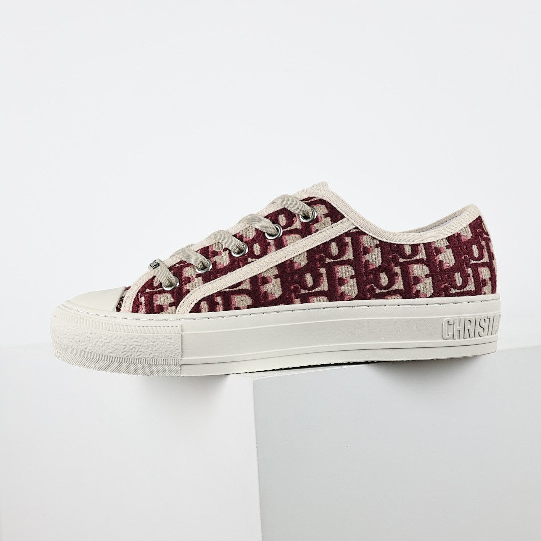 Dior Walk'n'Dior Low-Top Sneakers – Burgundy Oblique Embroidered Canvas