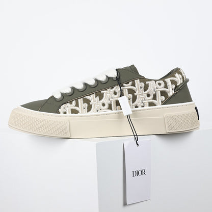 Dior B33 Low-Top Sneakers – Khaki & White Oblique Canvas