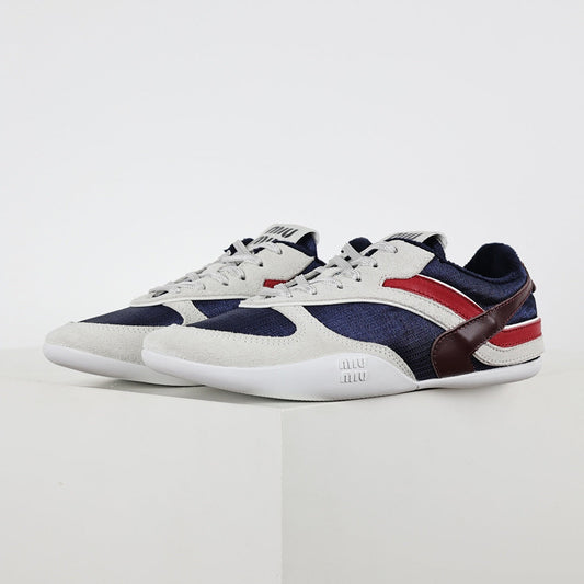 Miu Miu Tri-Color Suede & Velvet Trainer Sneakers