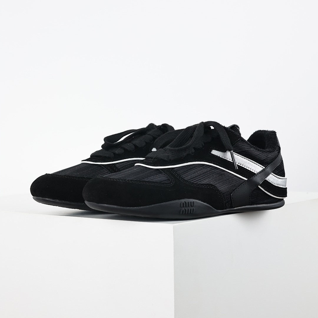 Miu Miu Tyre SS25 Runway Trainer Sneakers in Black
